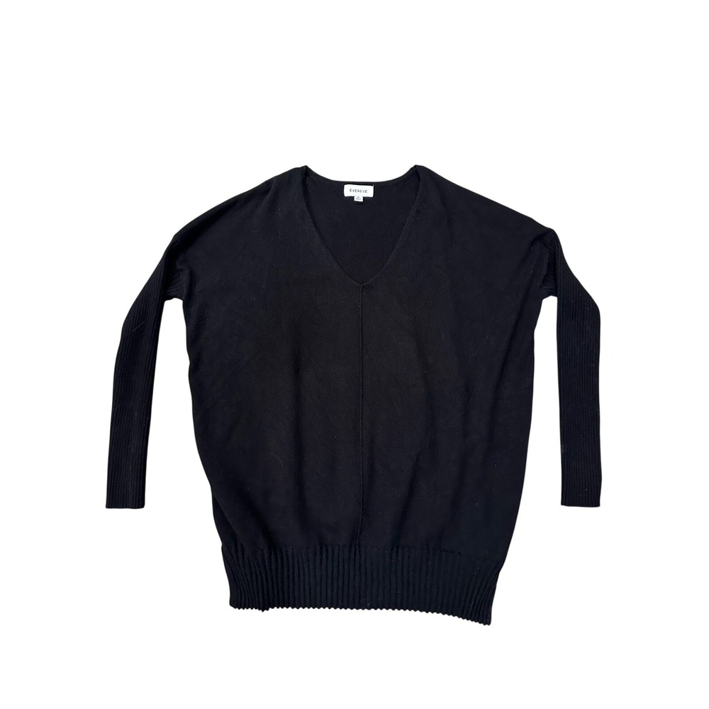 Evereve Black V Neck Long Sleeve Knit‎ Sweater Top Women's Size M